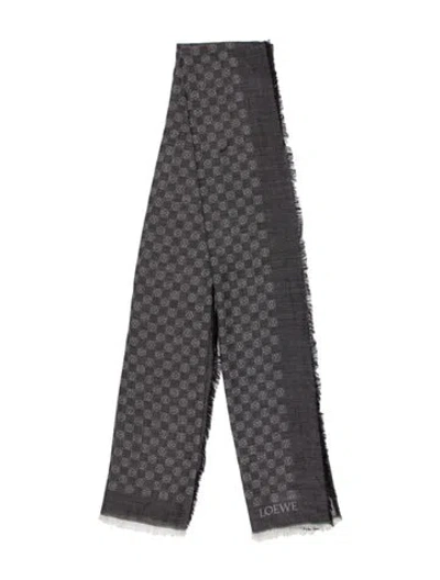 Pre-owned Loewe Wool Printed Scarf In Gray