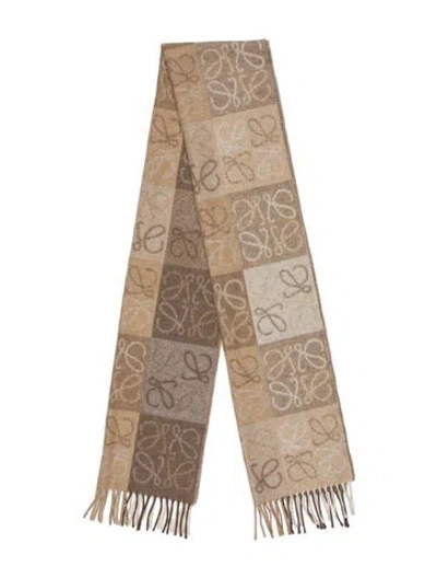 Pre-owned Loewe Wool Printed Scarf In Neutral