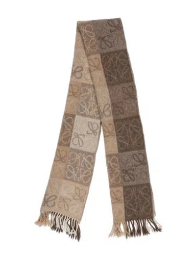 Pre-owned Loewe Wool Printed Scarf In Neutral