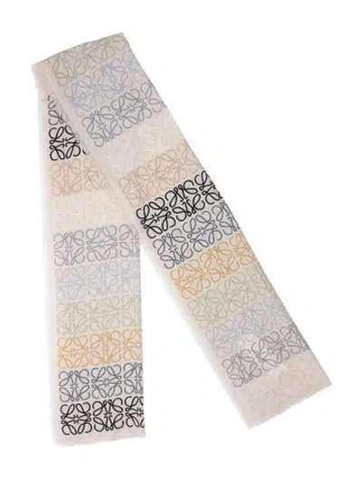 Pre-owned Loewe Wool Printed Scarf In Neutrals