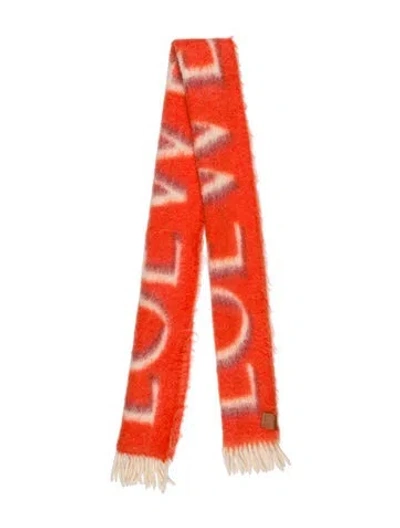 Pre-owned Loewe Wool Printed Scarf In Orange