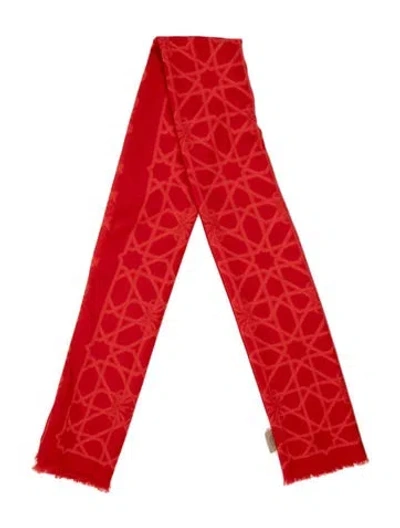 Pre-owned Loewe Wool Printed Scarf In Red