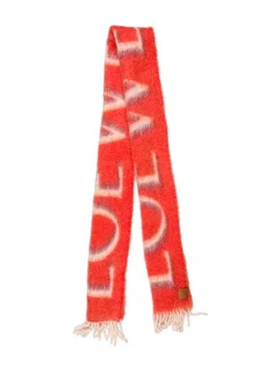 Pre-owned Loewe Wool Printed Scarf W/ Tags In Orange