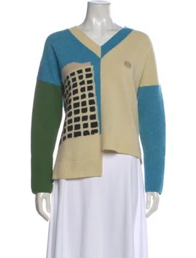 Pre-owned Loewe Wool Printed Sweater In Blue