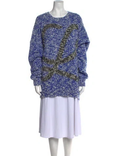 Pre-owned Loewe Wool Printed Sweater In Blue