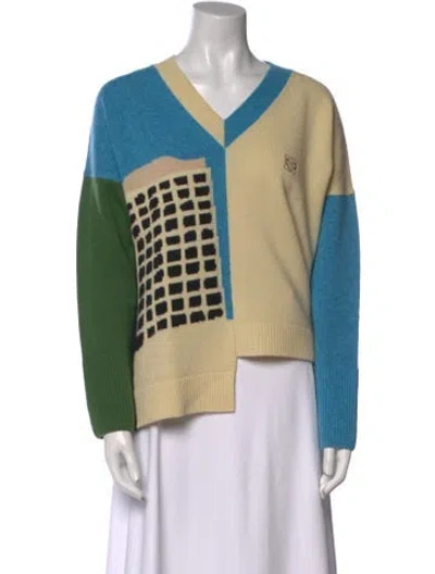 Pre-owned Loewe Wool Printed Sweater In Blue