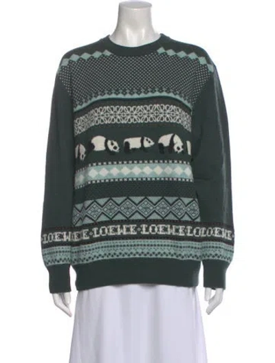 Pre-owned Loewe Wool Printed Sweater In Green