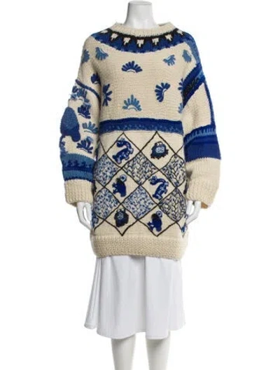 Pre-owned Loewe Wool Printed Sweater In Neutral