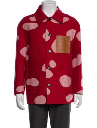 Pre-owned Loewe Wool Printed Utility Jacket In Red