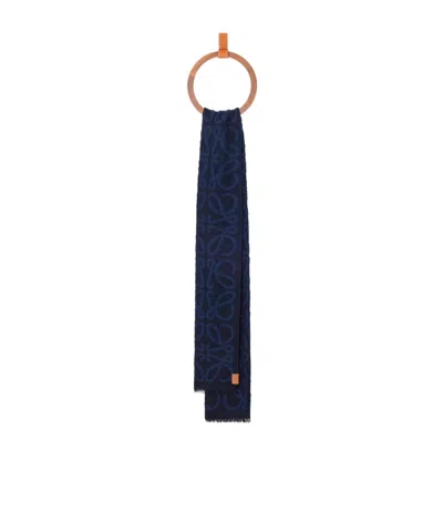 Loewe Wool Rectangular Scarf In Blue