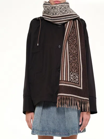 Loewe Wool Scarf In Brown