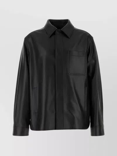 LOEWE WOOL SHIRT WITH COLLAR AND FRONT POCKET