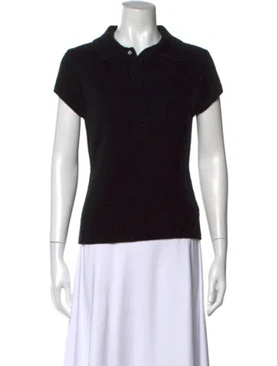 Pre-owned Loewe Wool Short Sleeve Polo In Black