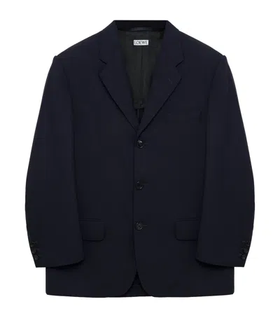 Loewe Wool Single-breasted Blazer In Blue