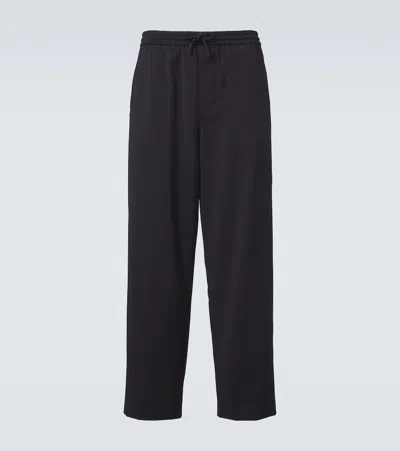 Loewe Wool-blend Drawstring Trousers In Black