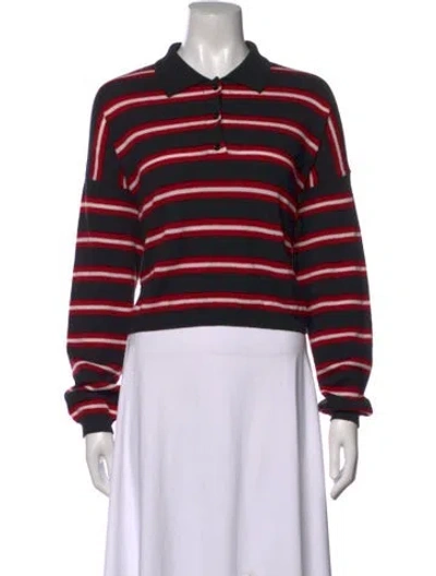 Pre-owned Loewe Wool Striped Polo In Black/red