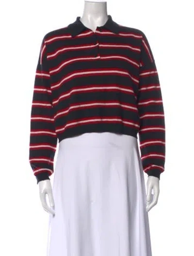 Pre-owned Loewe Wool Striped Polo In Black/red