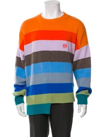 Pre-owned Loewe Wool Striped Pullover In Blue