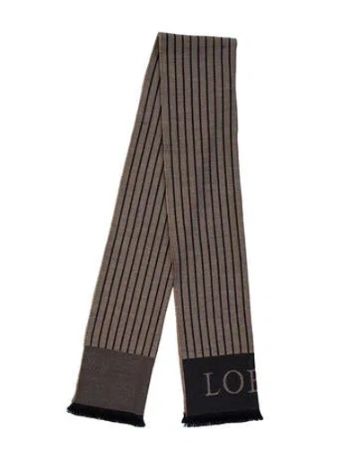 Pre-owned Loewe Wool Striped Scarf In Neutrals