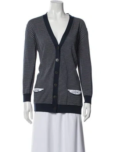 Pre-owned Loewe Wool Striped Sweater In Blue