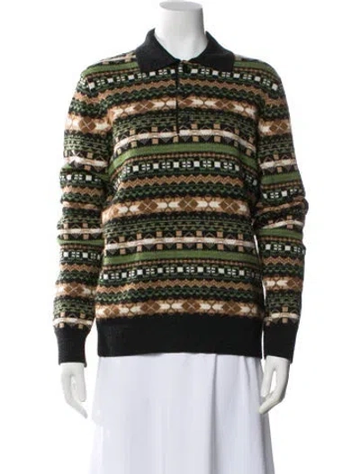 Pre-owned Loewe Wool Striped Sweater In Green