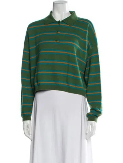 Pre-owned Loewe Wool Striped Sweater In Green