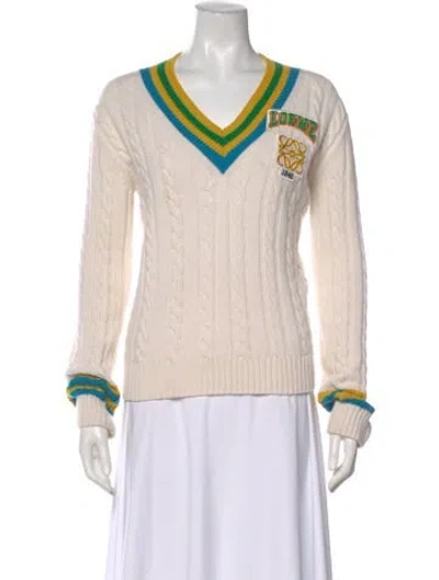 Pre-owned Loewe Wool Striped Sweater In Neutral