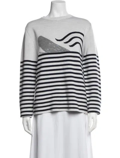 Pre-owned Loewe Wool Striped Sweater In White