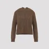 Loewe V Neck Cable Knit Sweater Ribbed Cuffs Hem In Brown