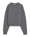 Loewe Cable Knit Crew Neck Wool Sweater In Gray
