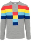 Loewe Striped Crew Neck Ribbed Sweater In Grey