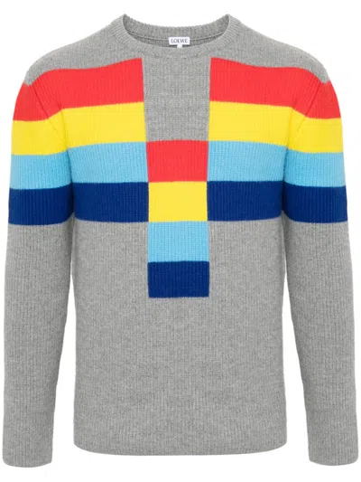 Loewe Colour-block Sweater In Grey