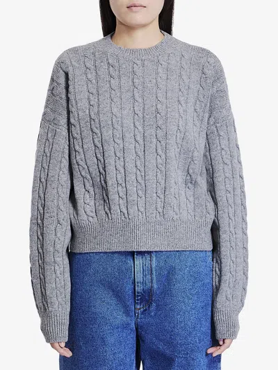 Loewe Grey Cable-knit Jumper In Wool In Gray