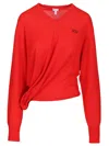 Loewe Asymmetric Draped Embroidered Wool-blend Sweater