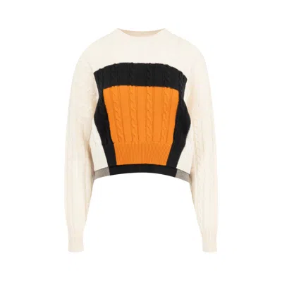 Pre-owned Loewe Wool Sweater 'light Ghost/ginger Orange' | White | Women's Size S