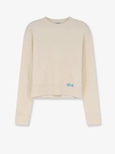 Loewe Wool Sweater With Contrasting Embroidered Logo On The Bottom In White