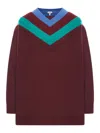 Loewe Wool Sweater With Layered Construction In Burgundy