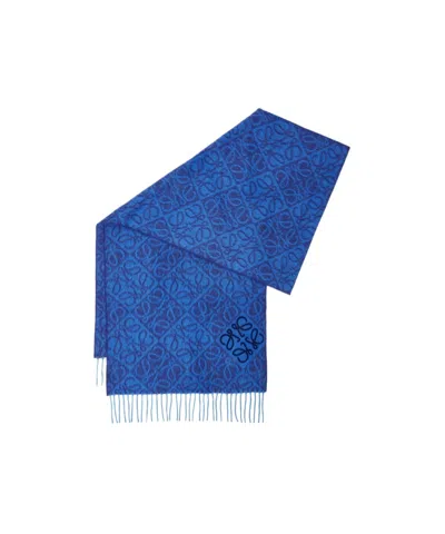 Loewe Wool Tassel Scarf In Royal Blue