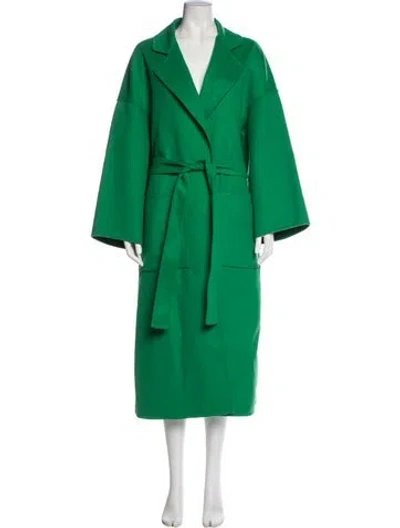 Pre-owned Loewe Wool Trench Coat In Green