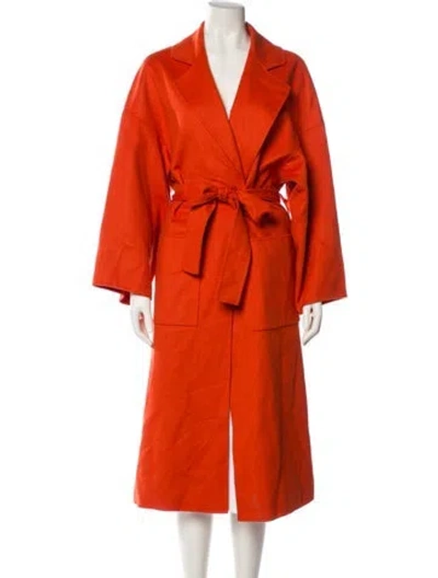 Pre-owned Loewe Wool Trench Coat In Orange
