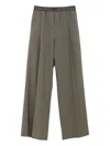 Loewe Khaki Wool Trousers Women In Green