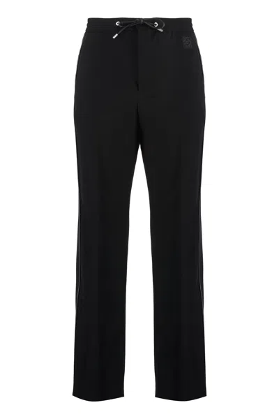 Loewe Wool Trousers With Leather Details In Black