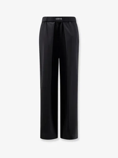 Loewe Wool Trousers With Logo Detail In Black