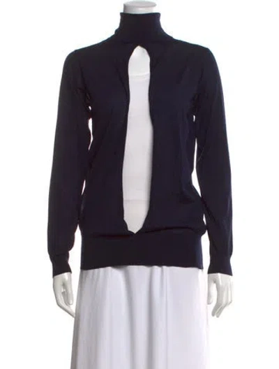 Pre-owned Loewe Wool Turtleneck Sweater In Blue