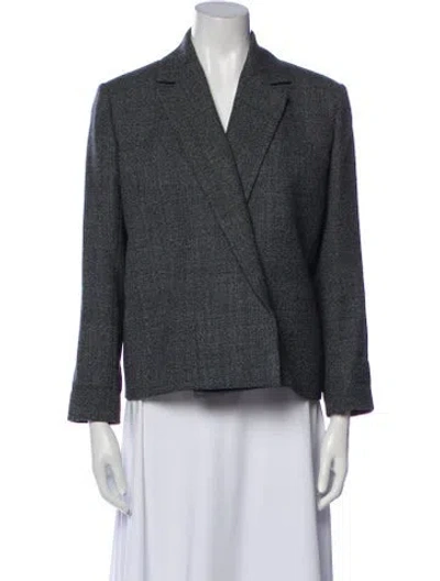 Pre-owned Loewe Wool Tweed Pattern Blazer In Gray