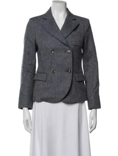 Pre-owned Loewe Wool Tweed Pattern Blazer In Grey