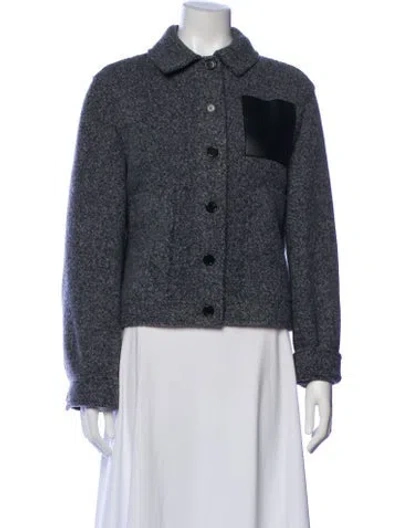 Pre-owned Loewe Wool Tweed Pattern Denim Jacket In Gray
