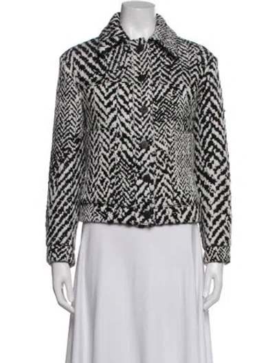Pre-owned Loewe Wool Tweed Pattern Jacket In Black