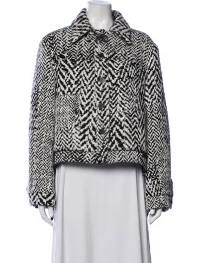 Pre-owned Loewe Wool Tweed Pattern Jacket In Black