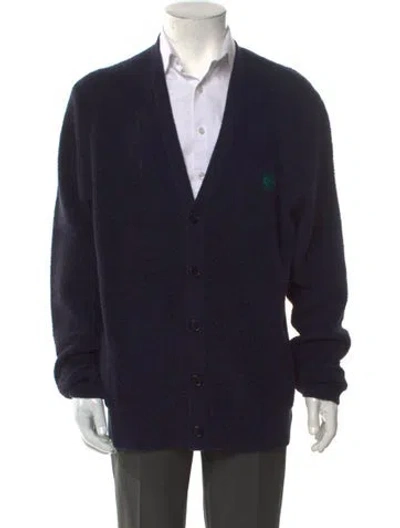 Pre-owned Loewe Wool V-neck Cardigan W/ Tags In Blue